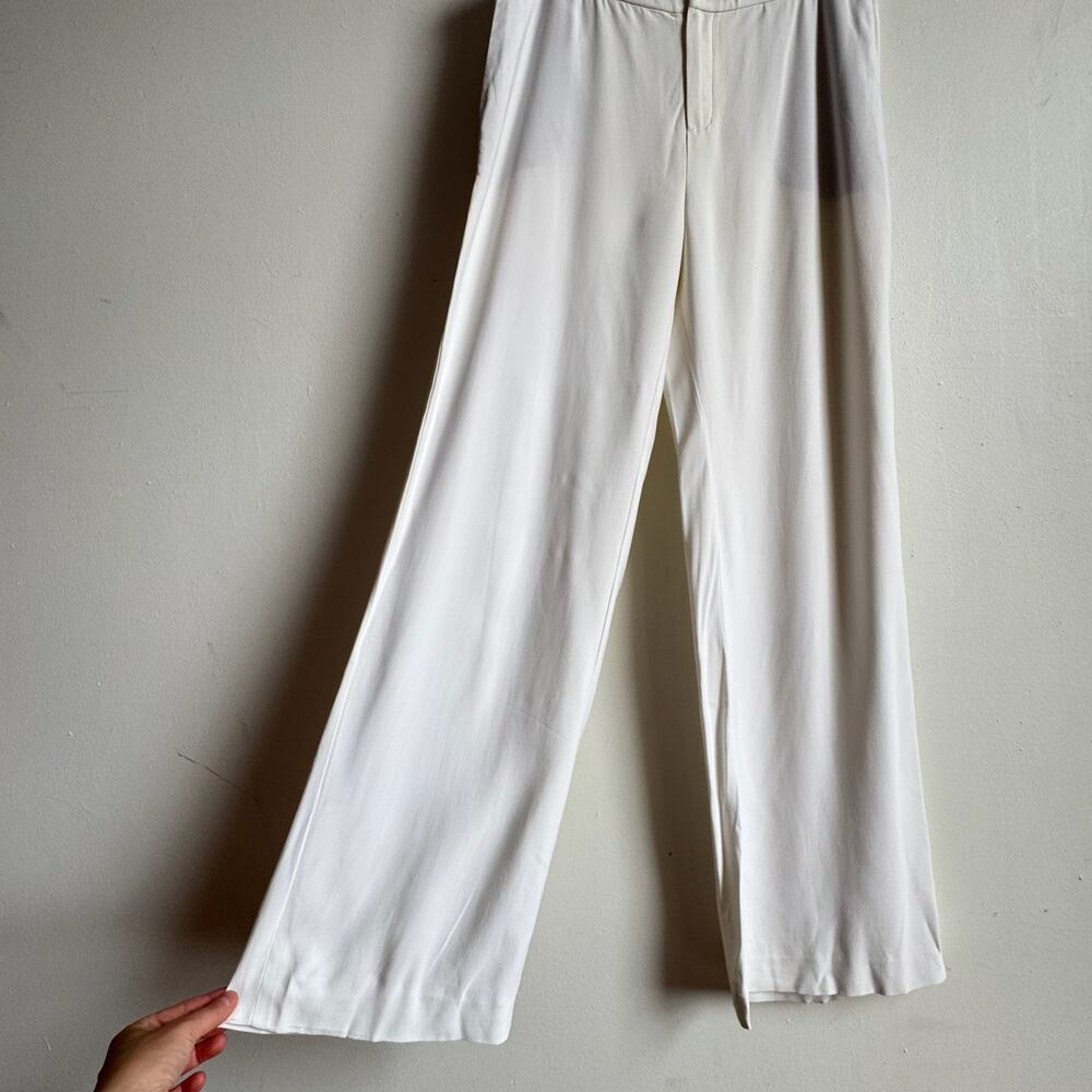 LANVIN PARIS White Crepe Wide-leg Pants - Picture 2 of 9